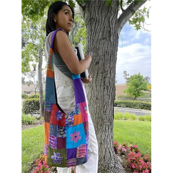 Razor Cut Hippie Patchwork Sling Crossbody Boho Handbag Bohemian Purse - Picture 2 of 7